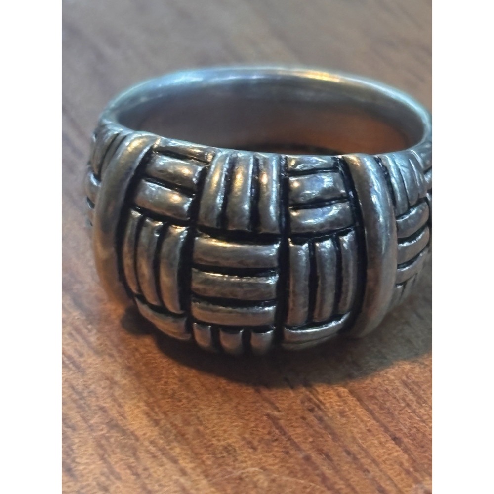 Vintage Joseph Esposito Basket Weave Sterling Silver Band Ring 9.9 Grams Size 8